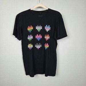 T-Shirt Attic‎ Salt Medium Black Solid Cotton Short Sleeve Crew Neck